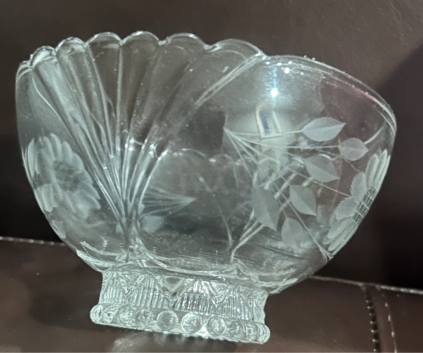 W.J. Hughes Cornflower Etched Glass Sugar Bowl - photo 2