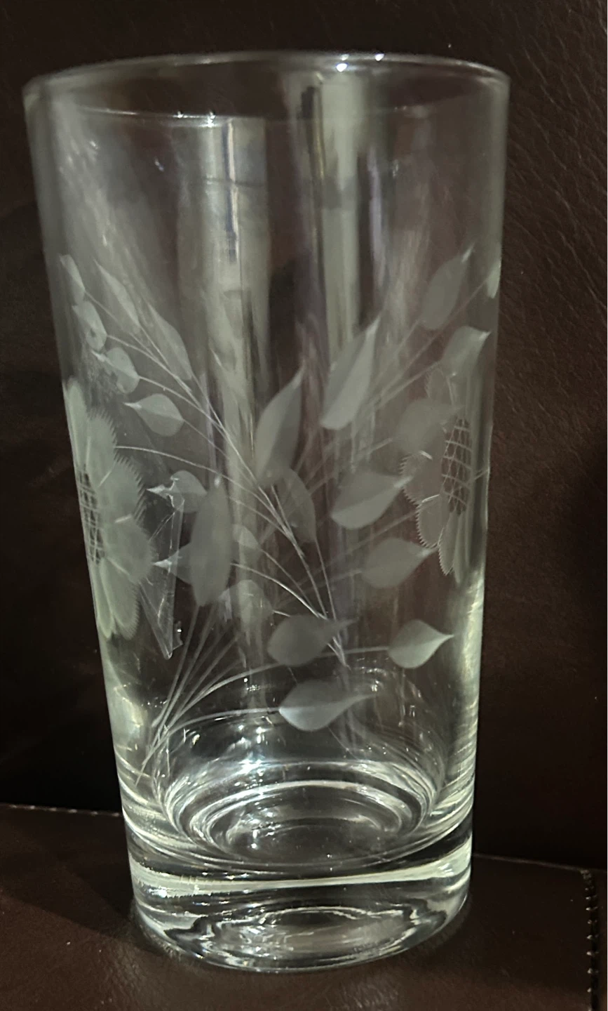 W.J. Hughes "Corn Flower" Etched Glass Tumblers (Set of 3) - photo 2