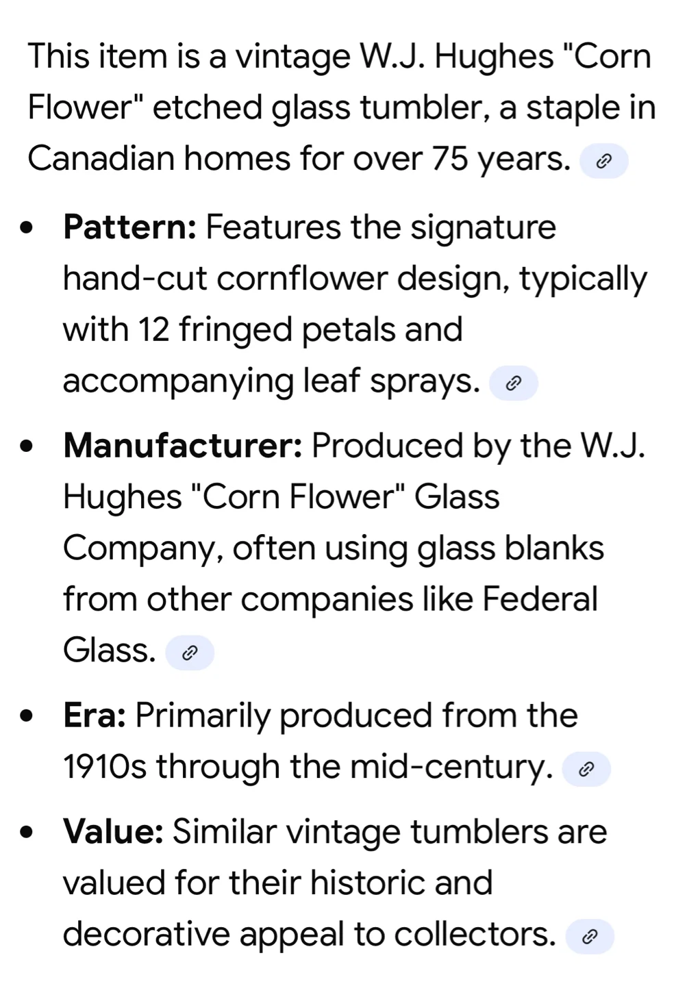 W.J. Hughes "Corn Flower" Etched Glass Tumblers (Set of 3) - photo 4