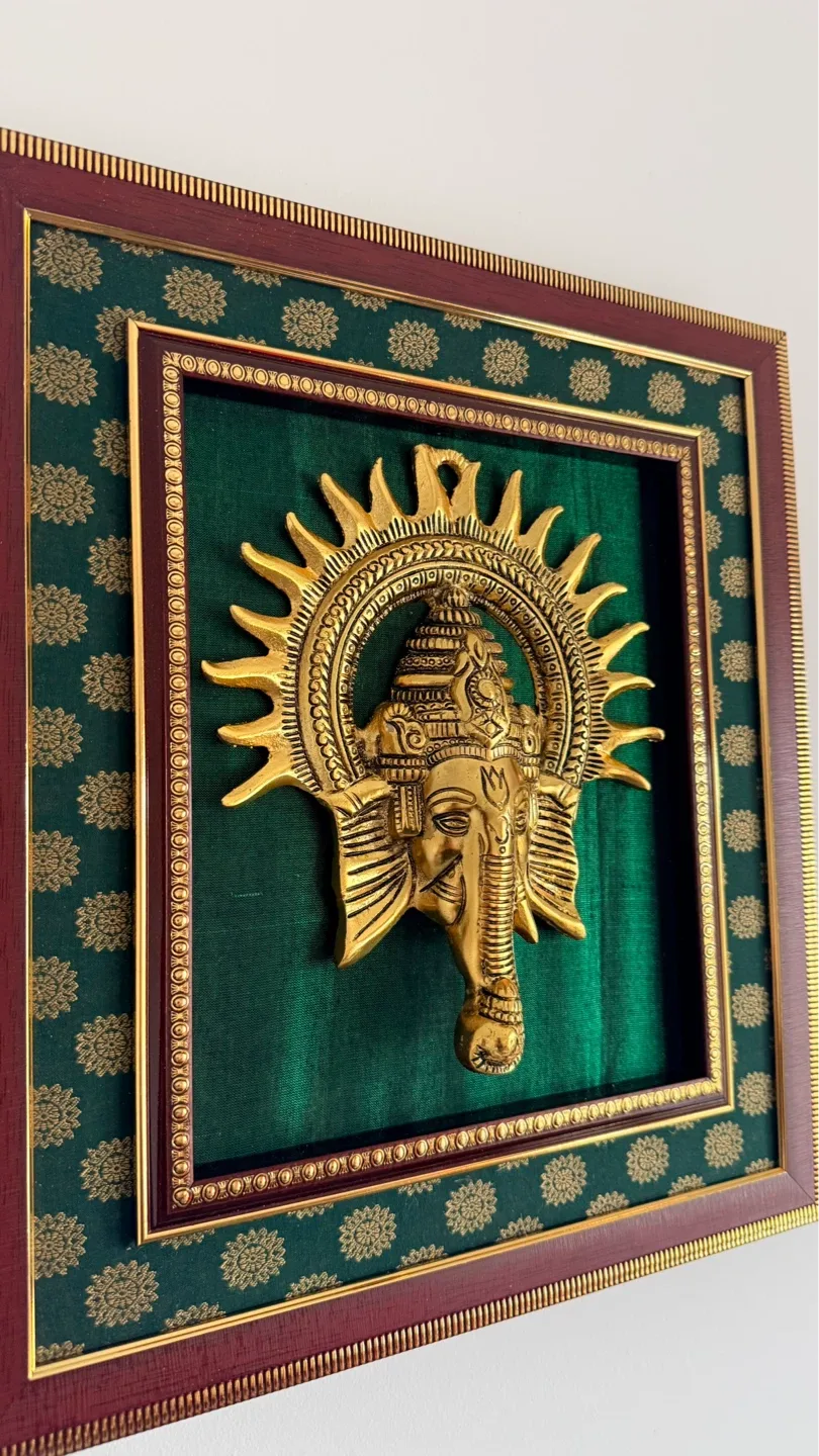 Framed Brass Ganesha Wall Art