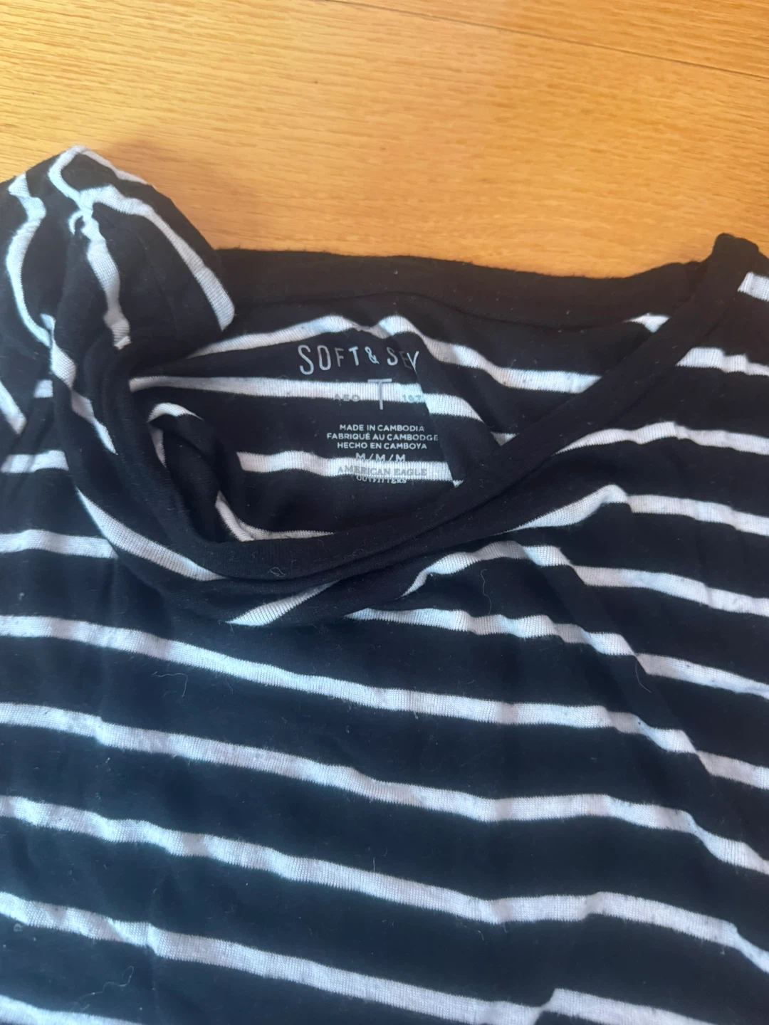Soft & Sky Striped T-Shirt - Black and White - M - photo 2