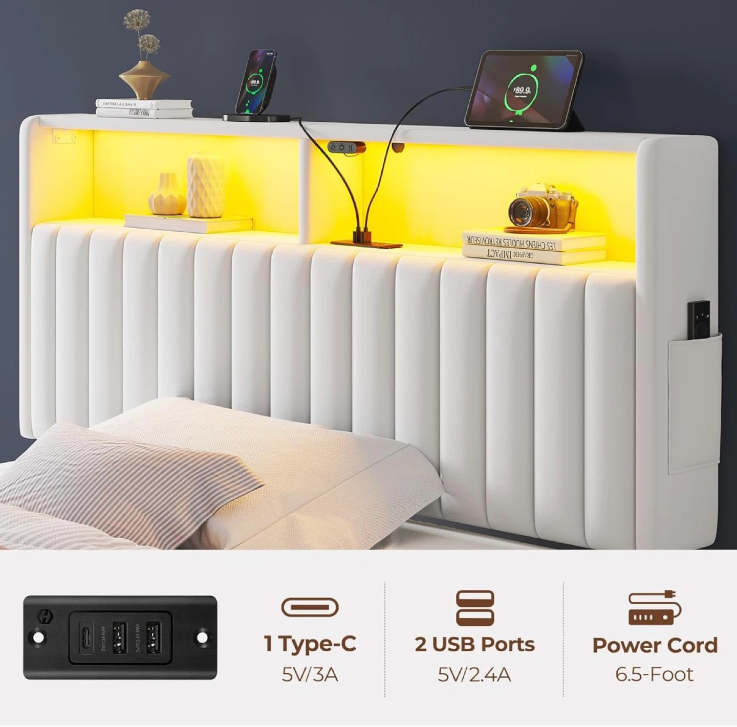 Queen size White Velvet (bed frame) - photo 3