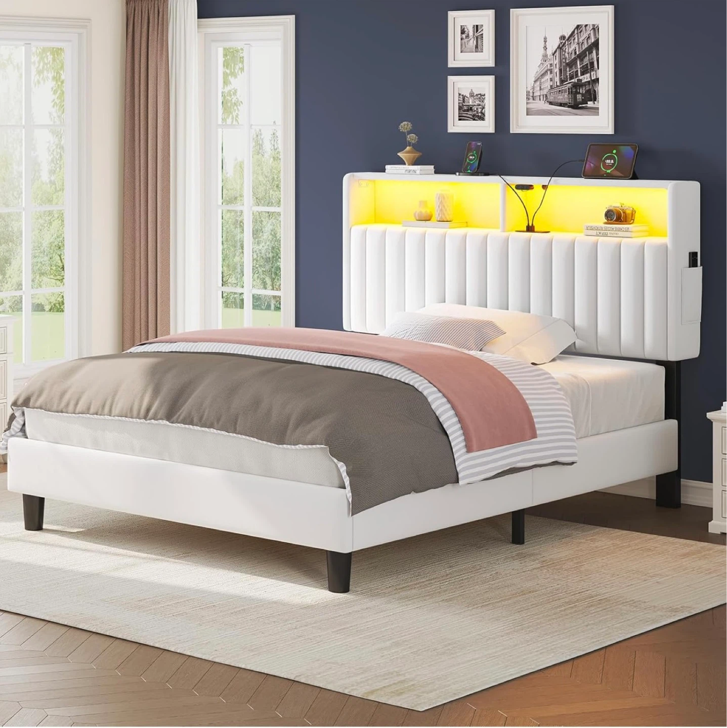 Queen size White Velvet (bed frame)