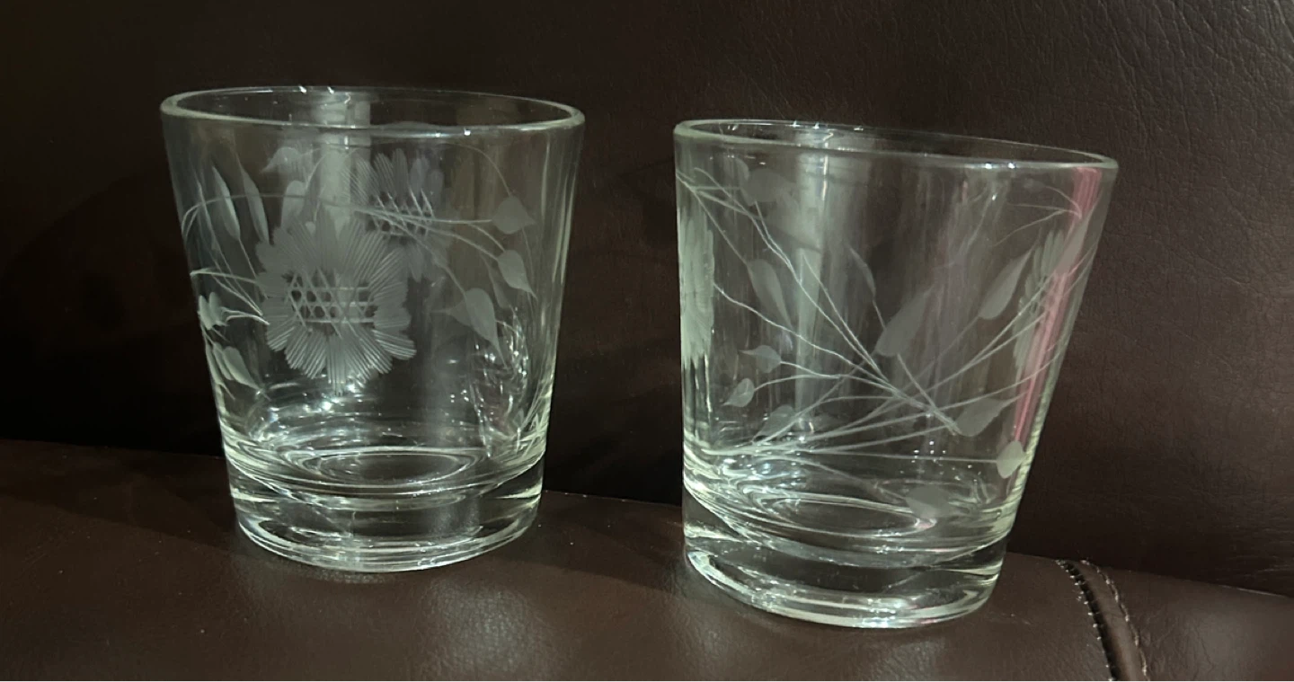 W.J. Hughes Cornflower Crystal Old Fashioned Tumblers