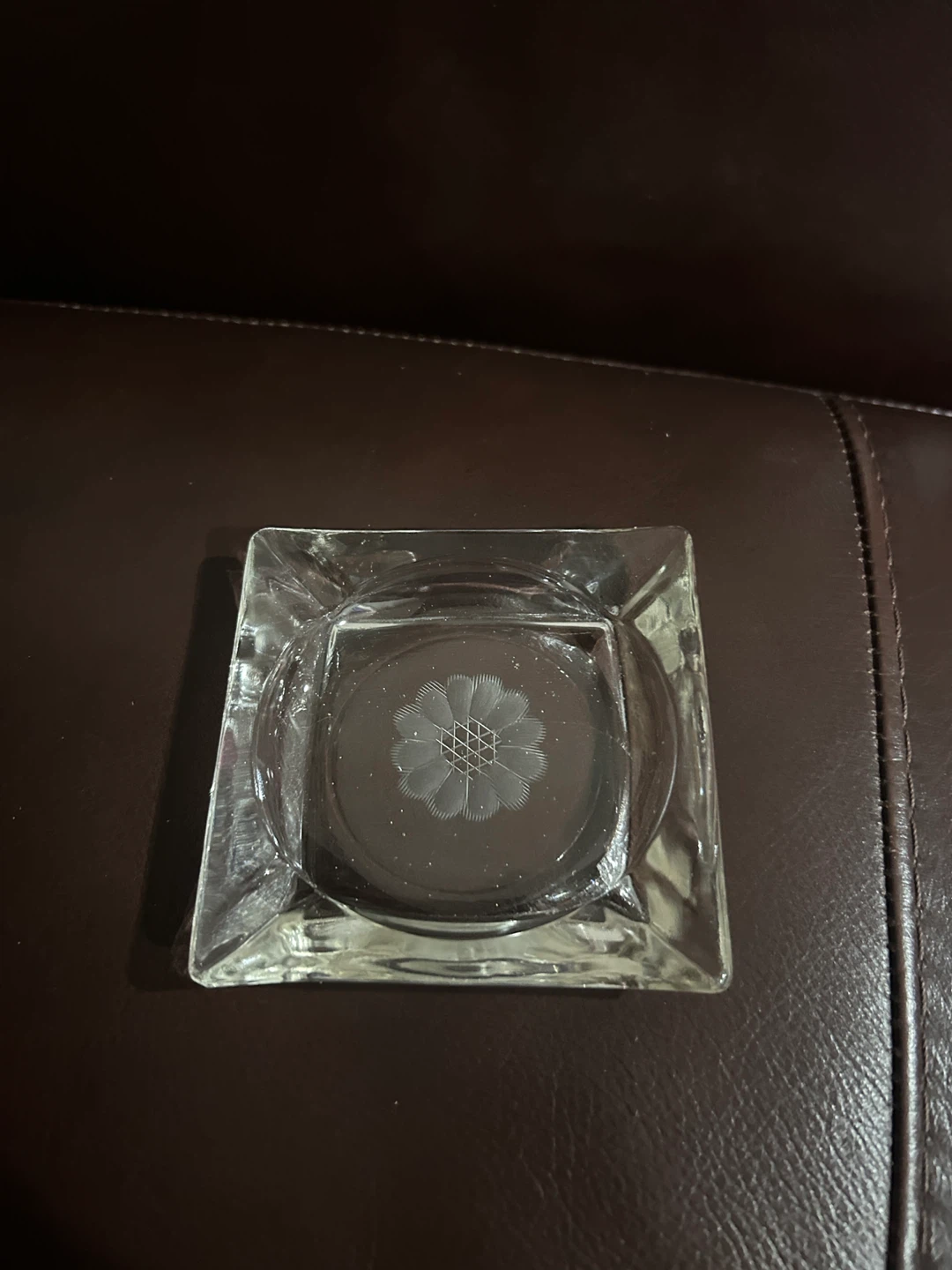 WJ Hughes Cornflower Etched Crystal  Ashtray