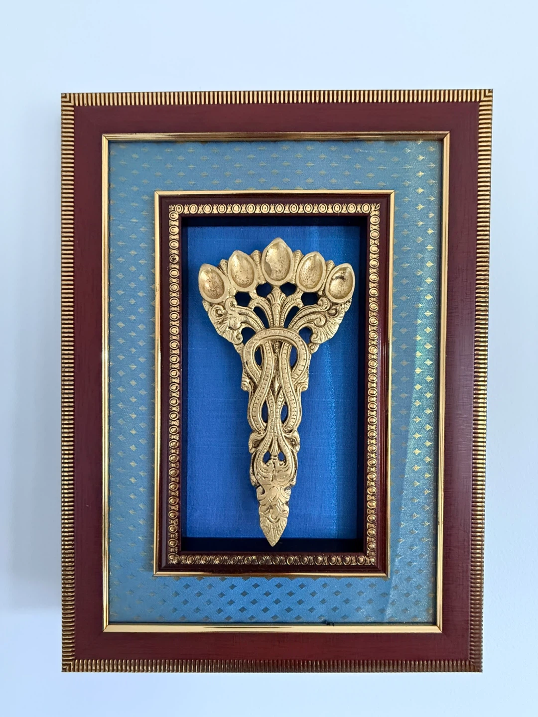 Framed Antique Brass Spoon Rack - photo 3