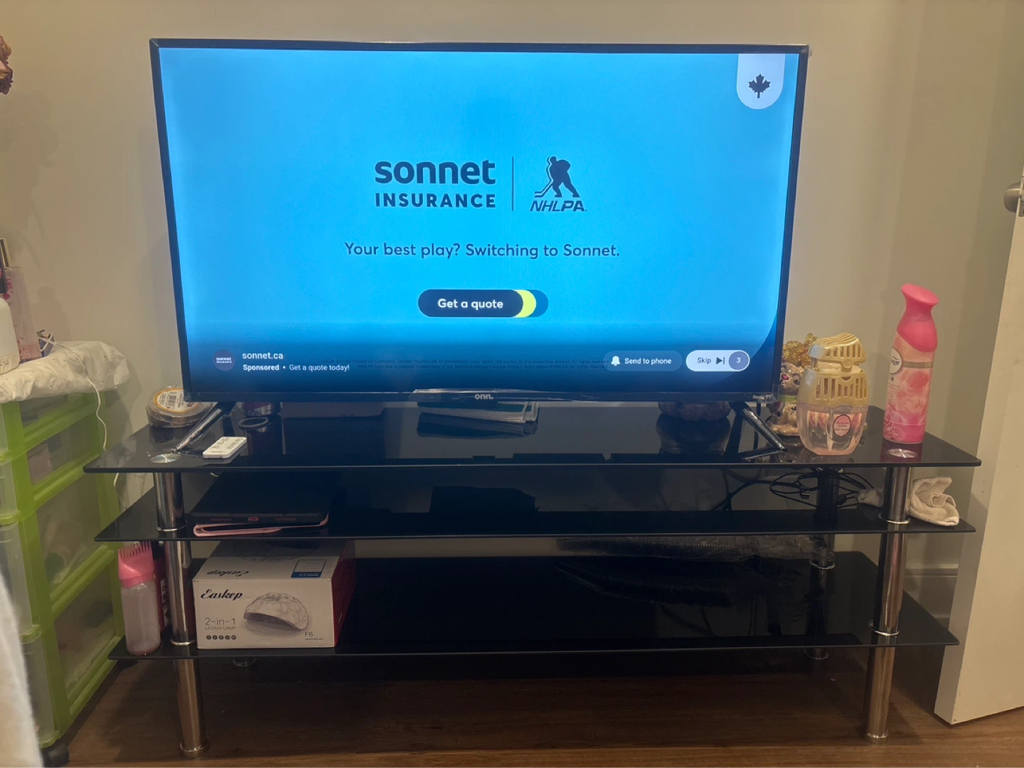 Onn TV and table