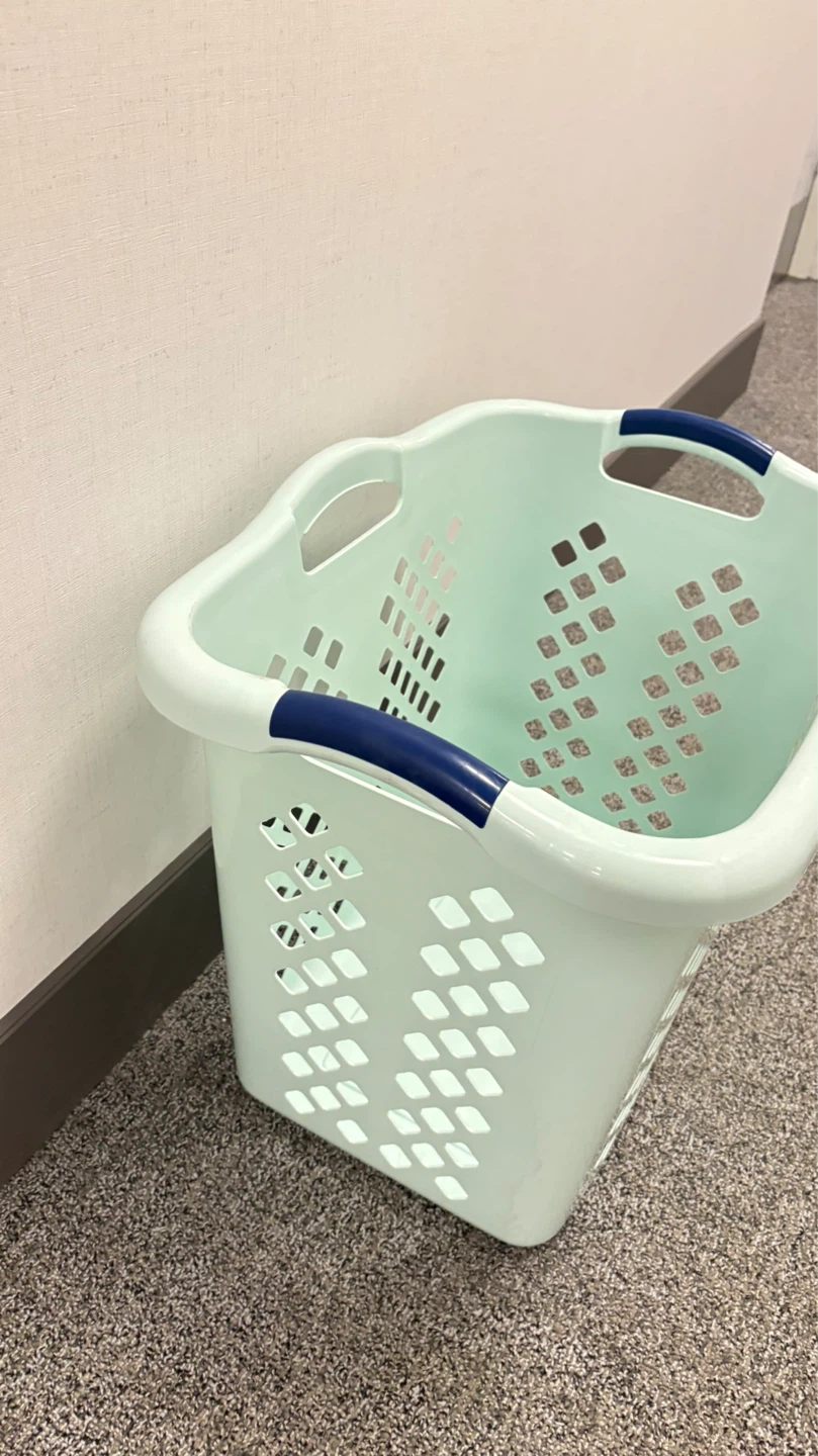 Mint Green Laundry Basket with Blue Handles - photo 2