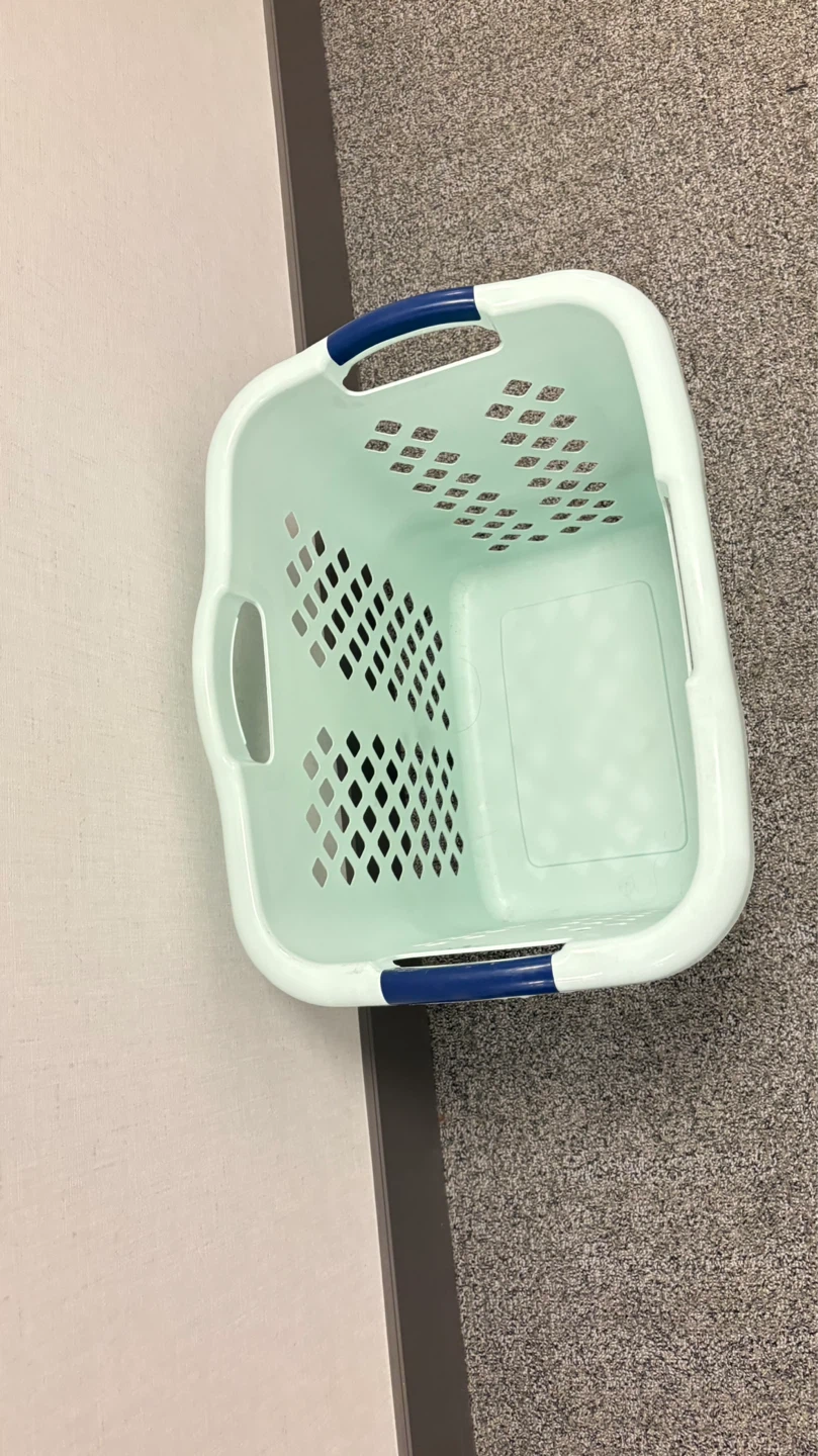 Mint Green Laundry Basket with Blue Handles - photo 4