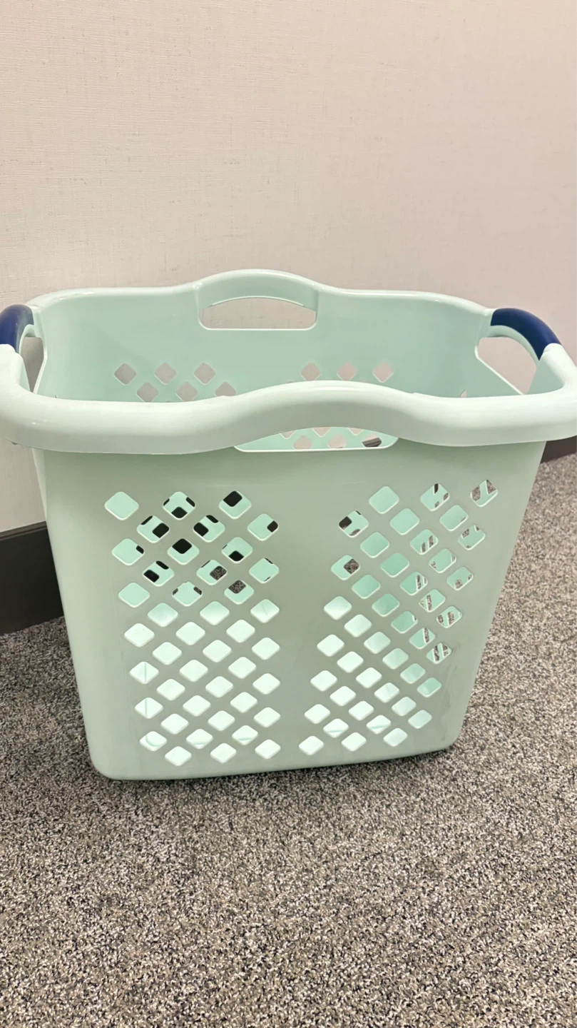 Mint Green Laundry Basket with Blue Handles - photo 3