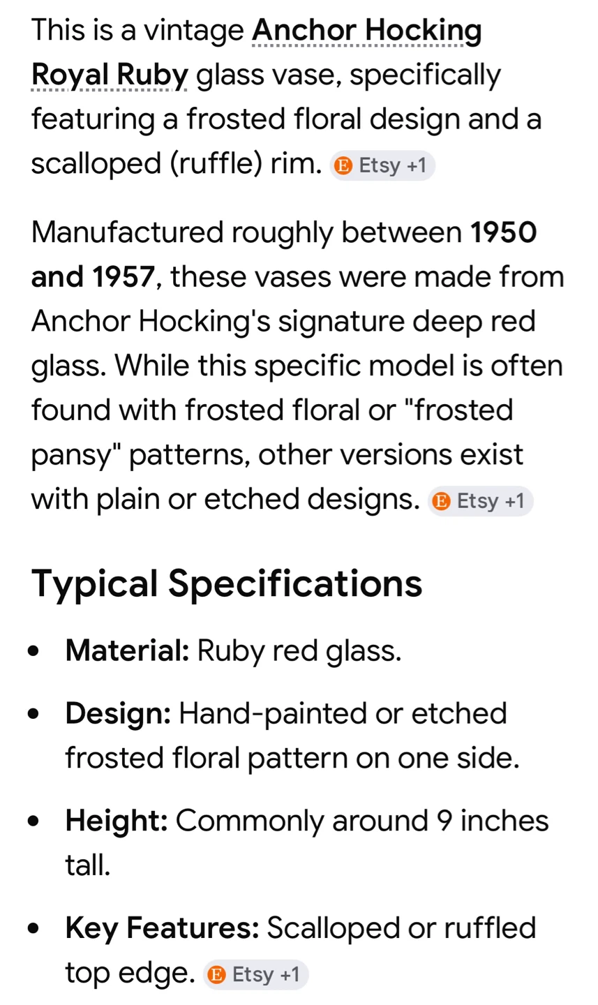 Anchor Hocking Royal Ruby Glass Vase - photo 4