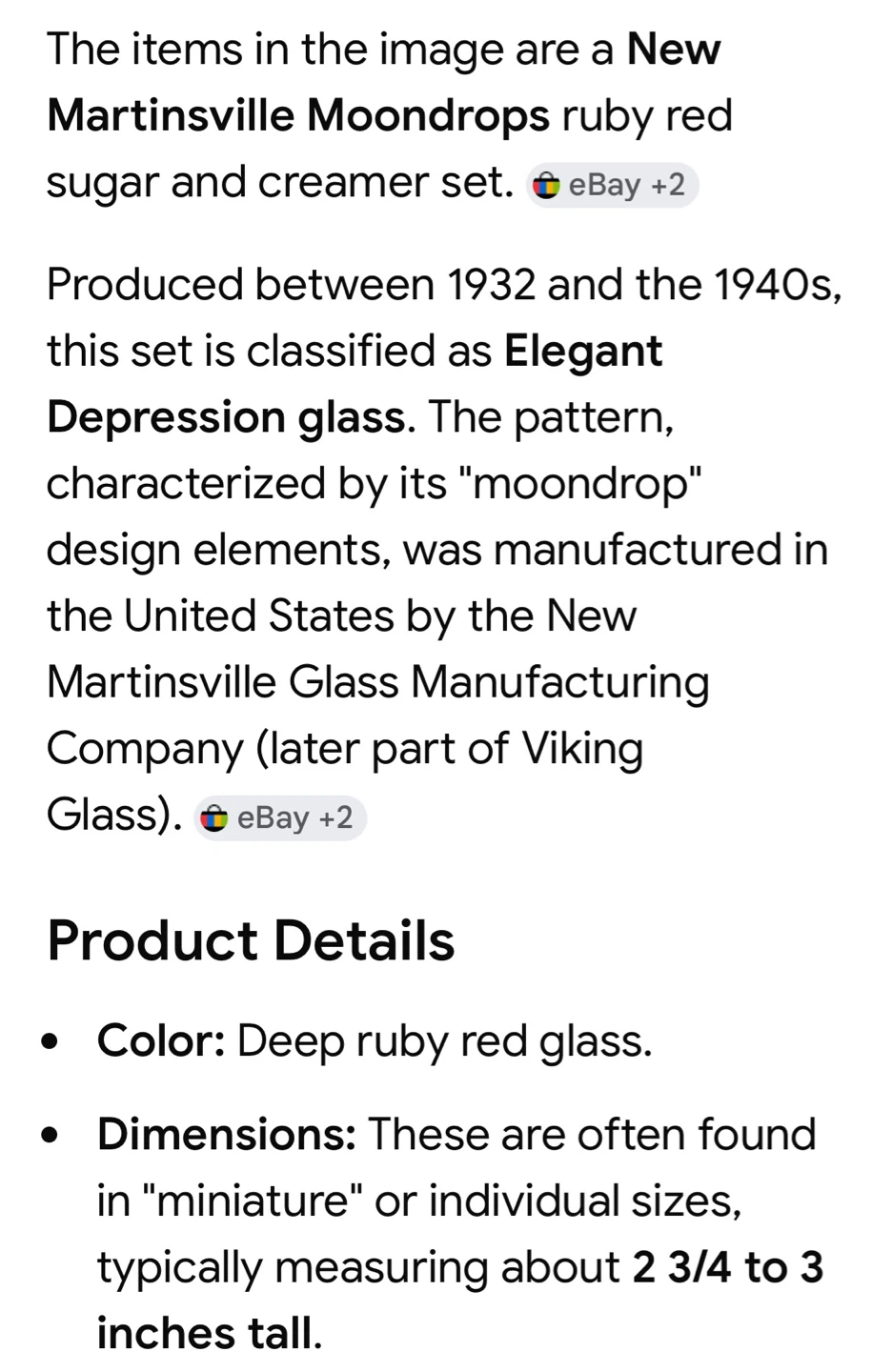 New Martinsville Moondrops Ruby Red Sugar and Creamer Set - photo 4