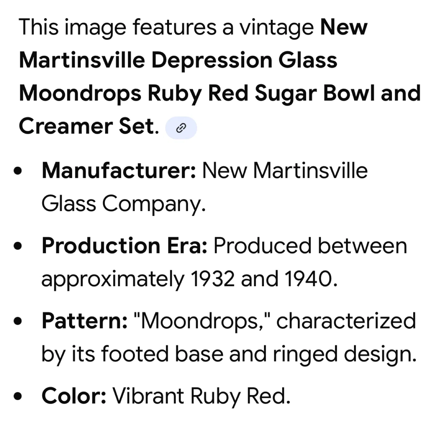 New Martinsville Moondrops Ruby Red Sugar and Creamer Set - photo 3