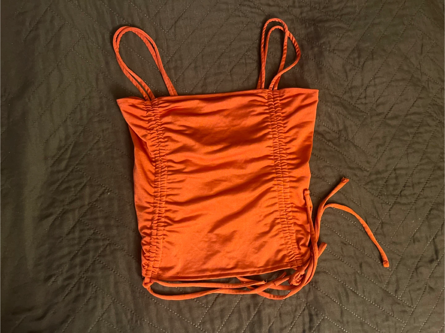 Urban Outfitters Ruched Side Tie Tank Top Orange S-P - photo 2