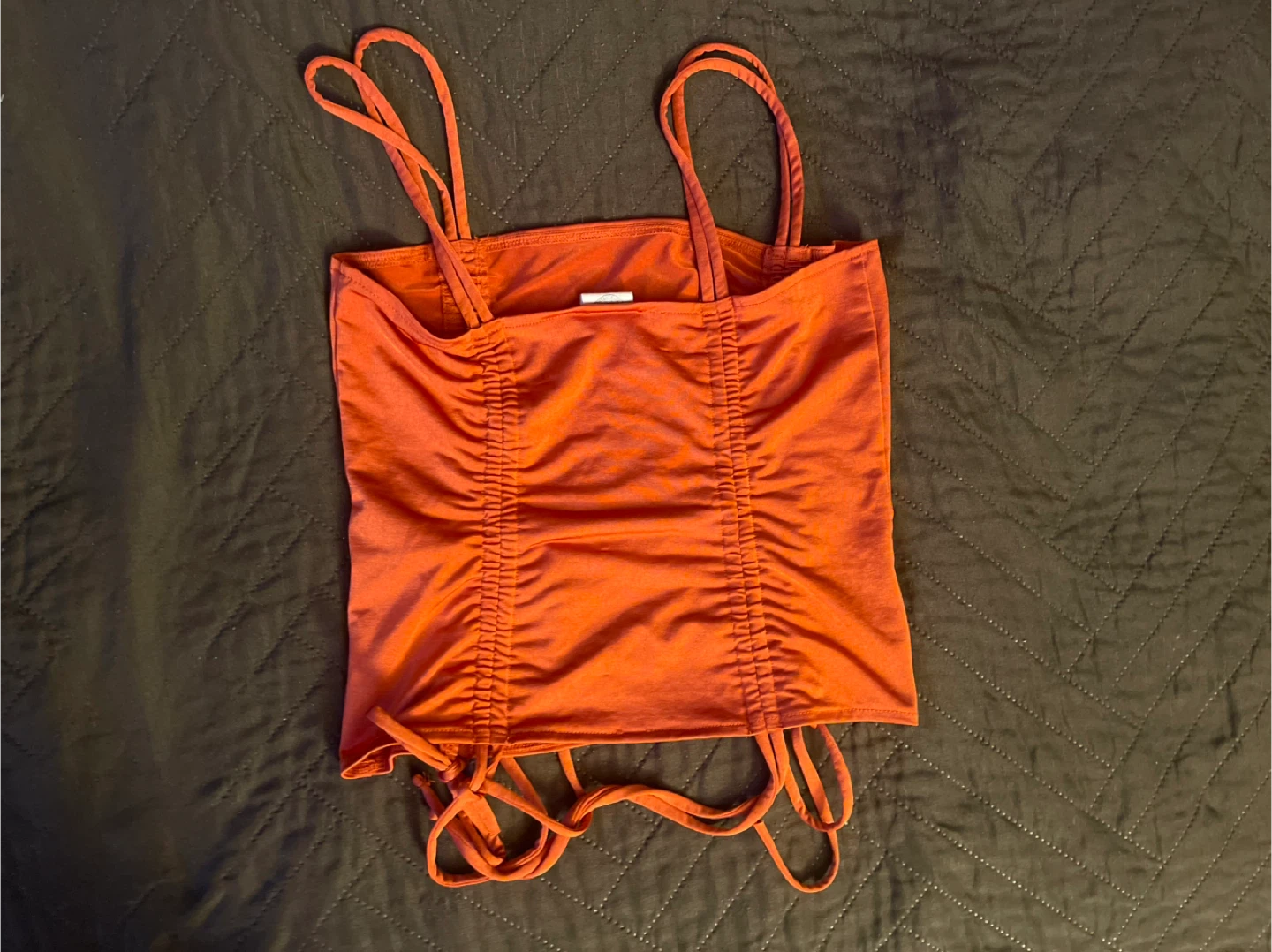 Urban Outfitters Ruched Side Tie Tank Top Orange S-P - photo 3