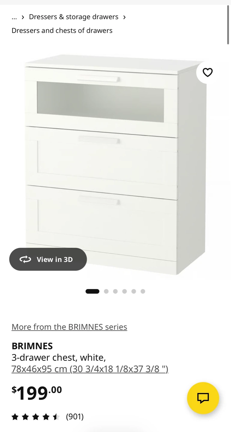 IKEA BRIMNES 3-drawer chest, white - photo 2
