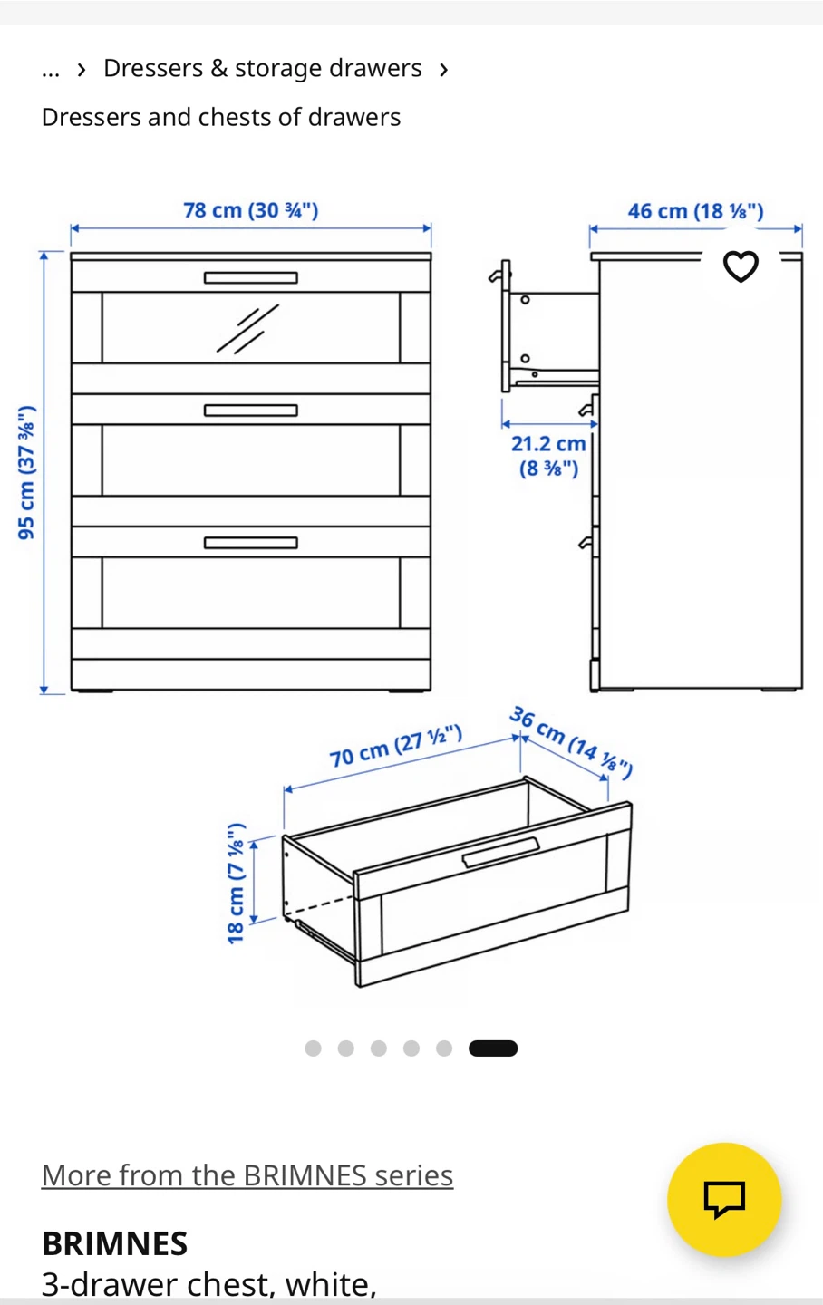 IKEA BRIMNES 3-drawer chest, white - photo 3