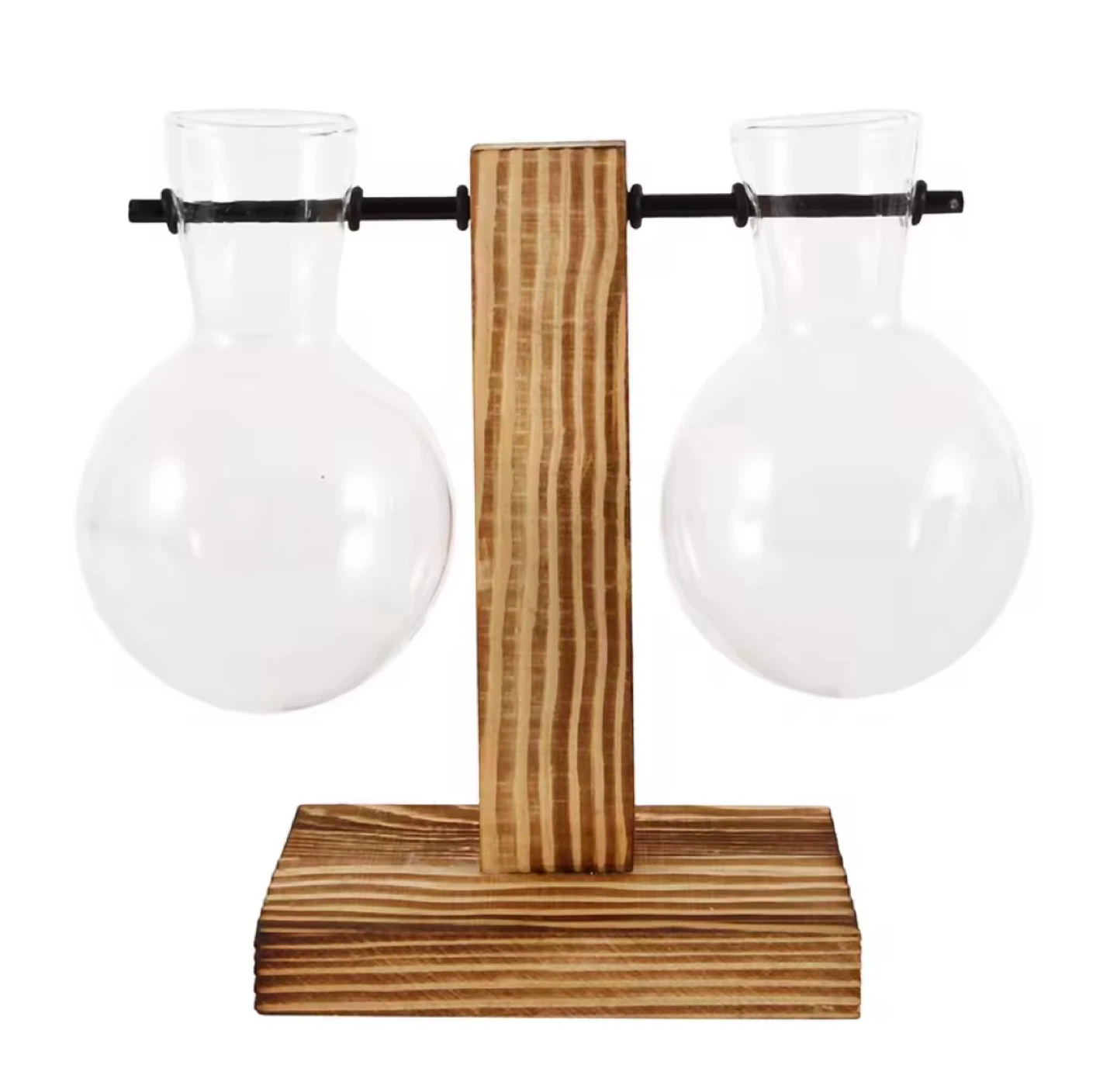 Wooden Frame Glass Vase