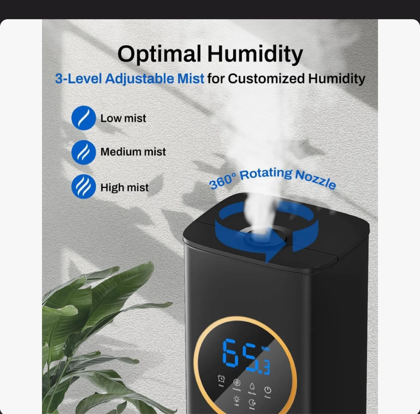 Humidifier for Large Room Bedroom 2.1Gal. Tower Cool Mist - photo 3
