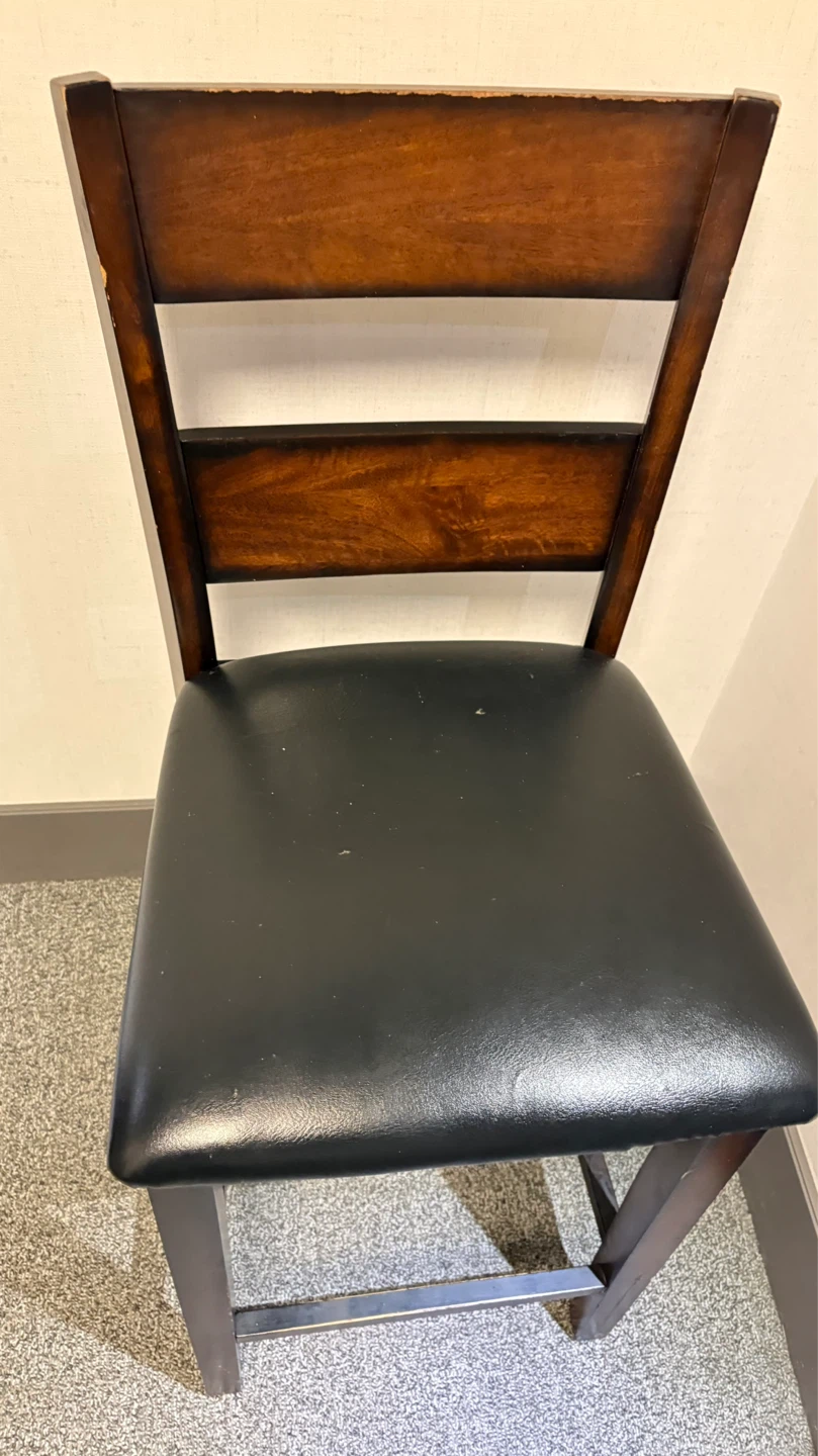 Dark Brown Wooden Counter Stool with Black Seat