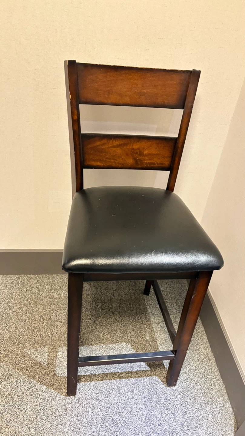 Dark Brown Wooden Counter Stool with Black Seat - photo 2