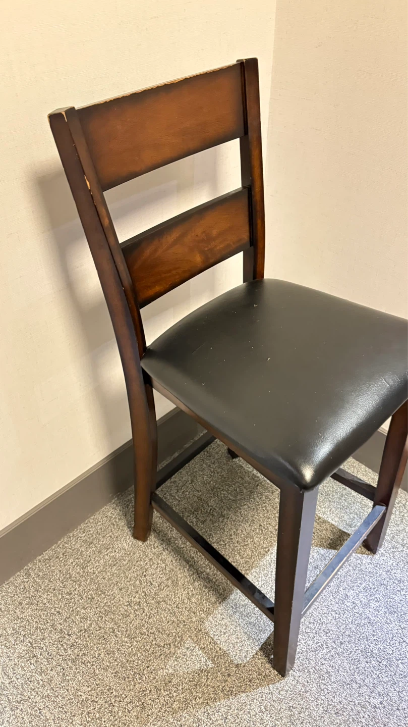 Dark Brown Wooden Counter Stool with Black Seat - photo 3