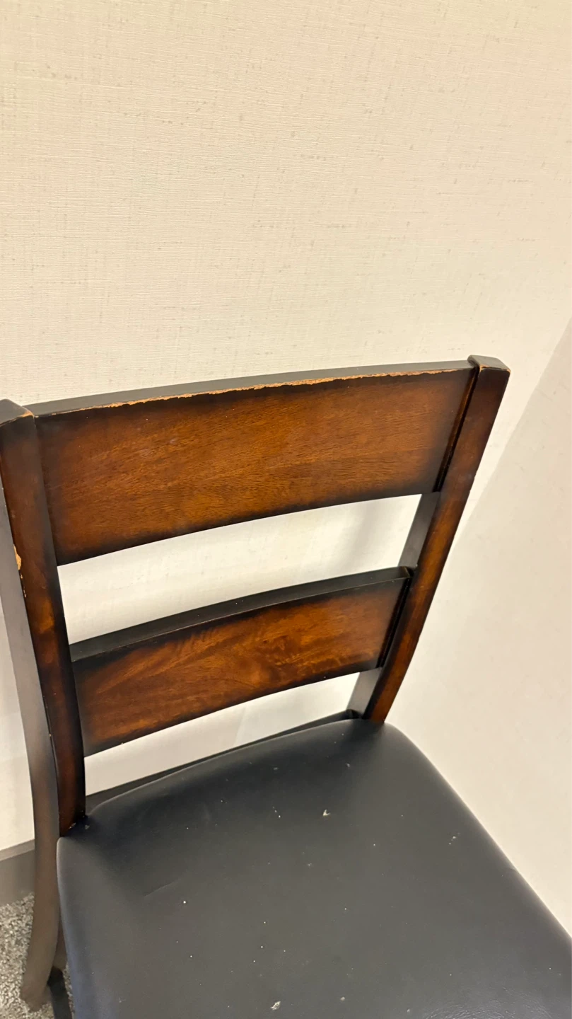Dark Brown Wooden Counter Stool with Black Seat - photo 4
