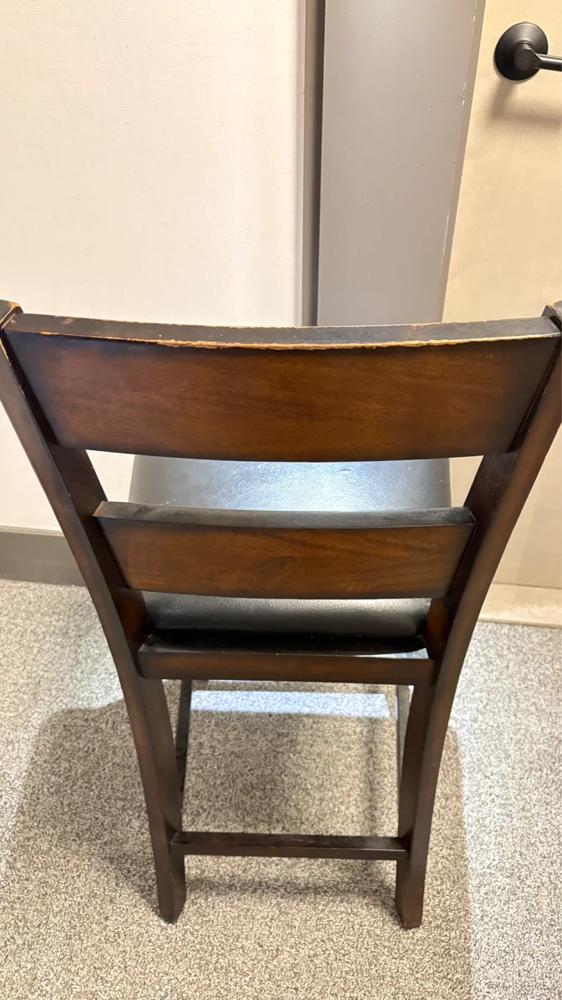 Dark Brown Wooden Counter Stool with Black Seat - photo 5