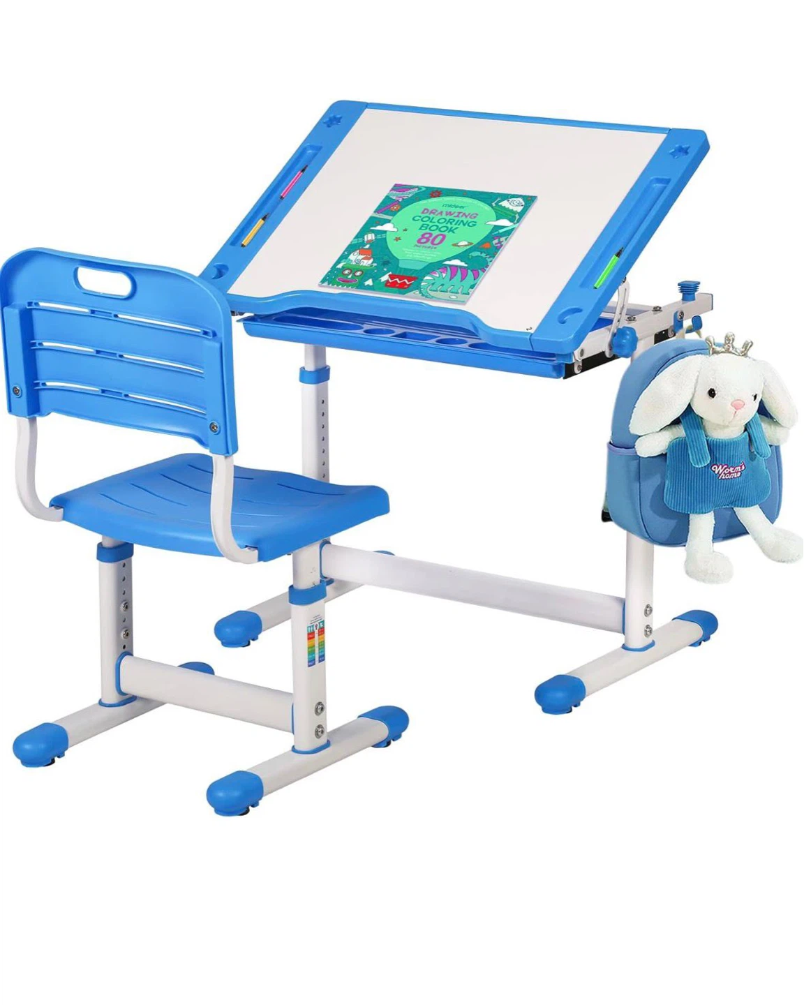 Blue Adjustable Kids Desk and Chair Set
