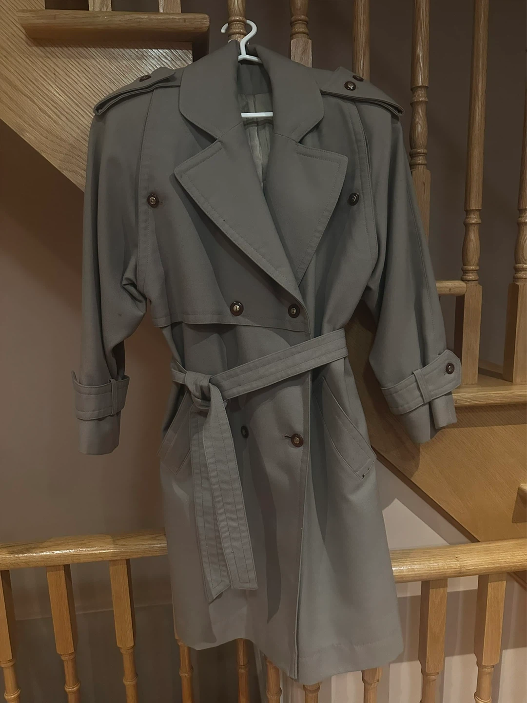 Vintage Wool Trench Coat with Belt - photo 3