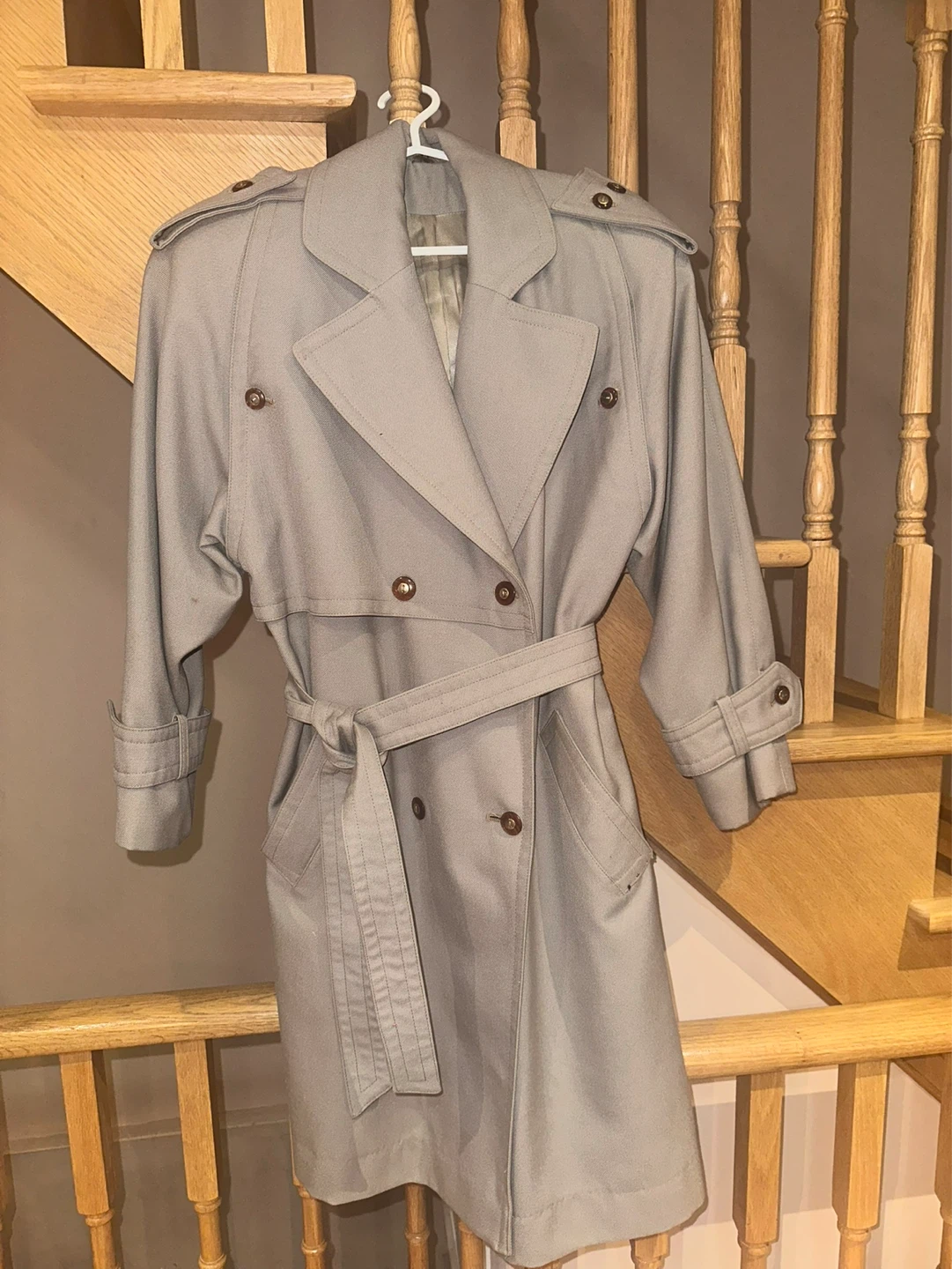 Vintage Wool Trench Coat with Belt - photo 2