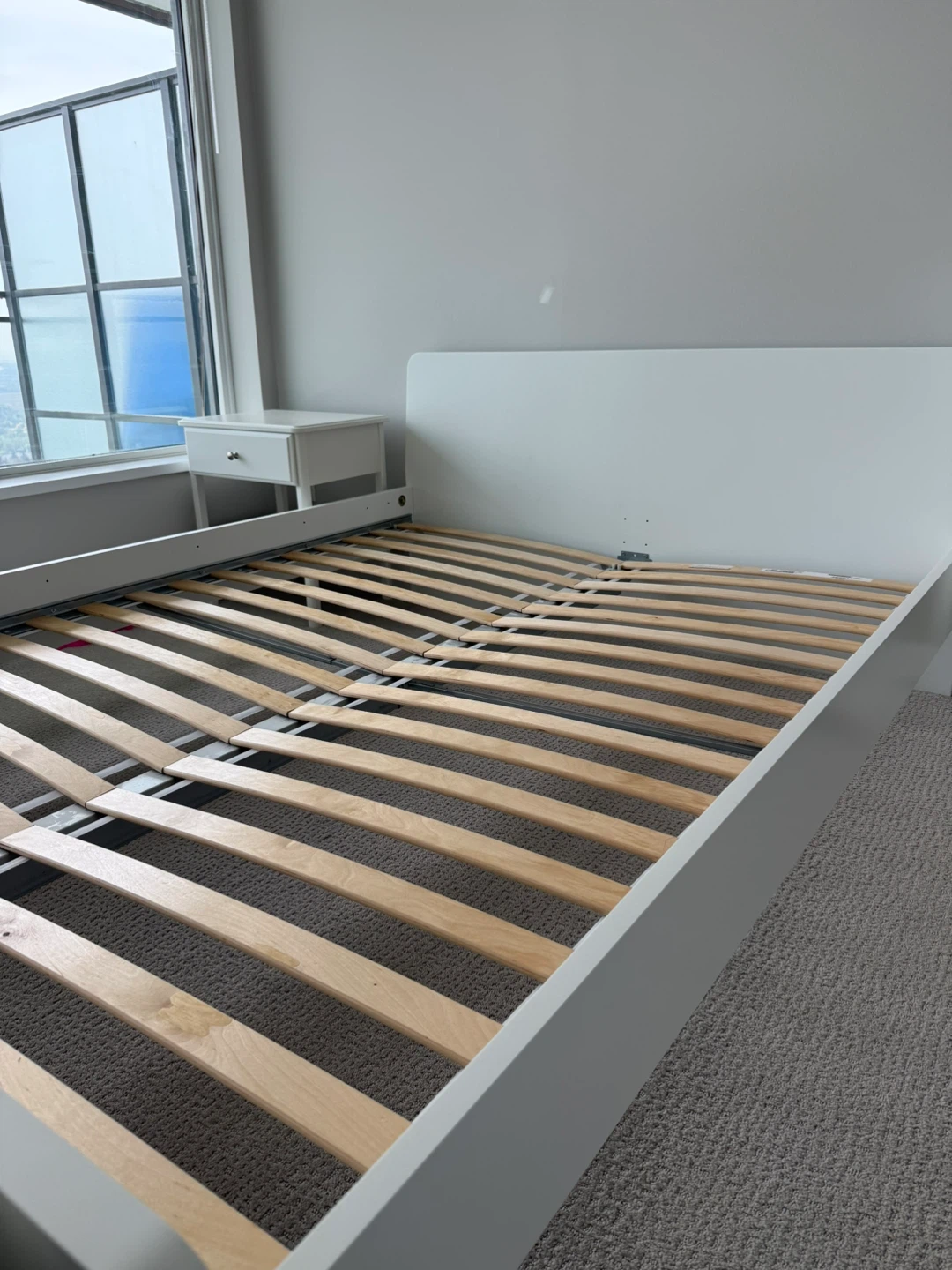 White Bed Frame with Slatted Base