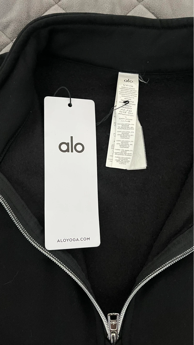 Alo Yoga Black 1/4 Zip Pullover Sweatshirt - Size S - photo 3