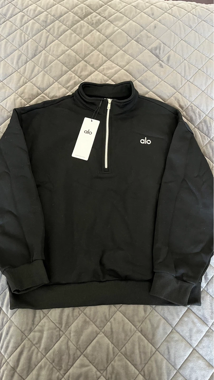 Alo Yoga Black 1/4 Zip Pullover Sweatshirt - Size S