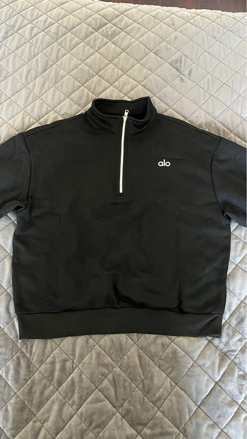 Alo Yoga Black 1/4 Zip Pullover Sweatshirt - Size S - photo 2