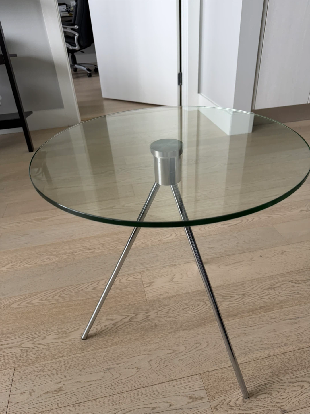 Glass Top Side Table with Chrome Legs