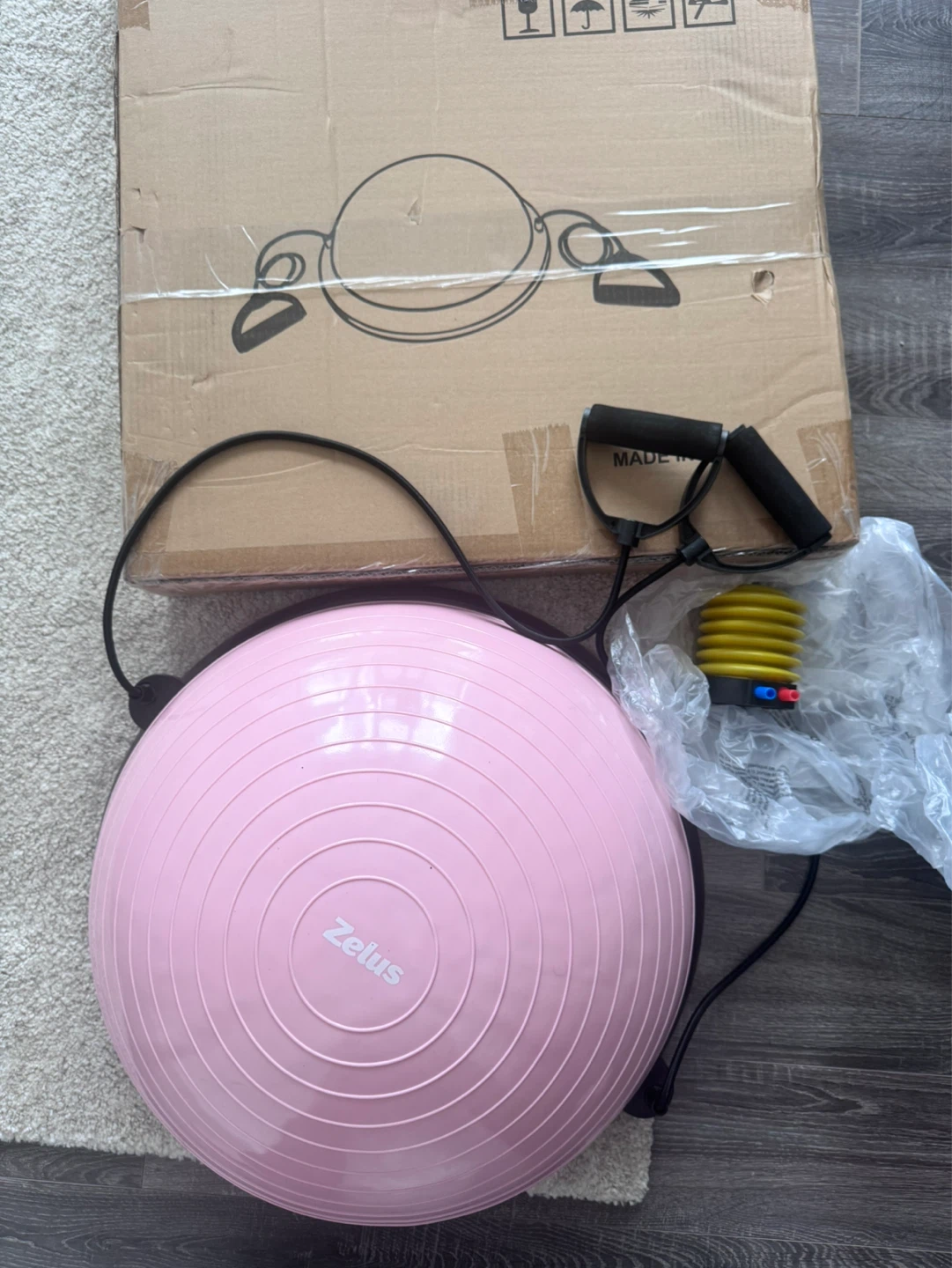 ZELUS Pink Balance Ball with Resistance Bands - photo 3