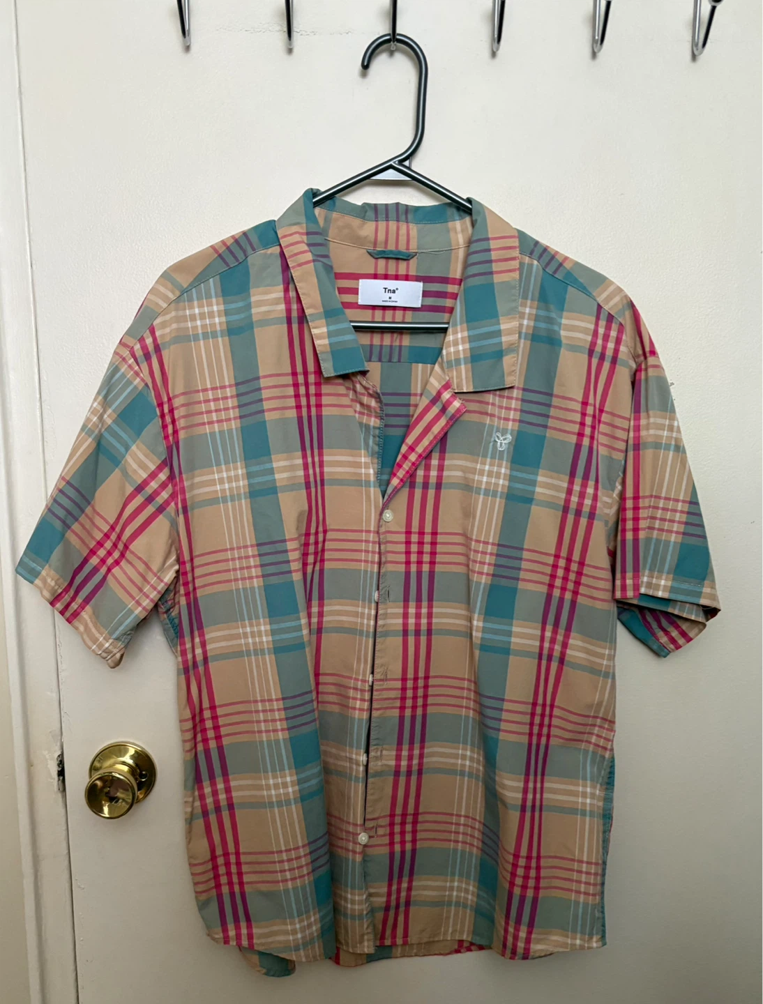 Women’s TNA Plaid Short Sleeve Shirt- M