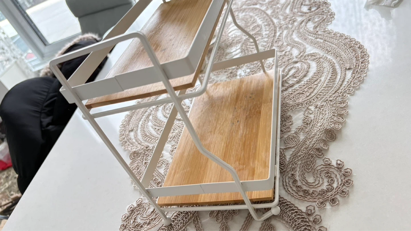 2-Tier White Metal & Wood Shelf Organizer - photo 5