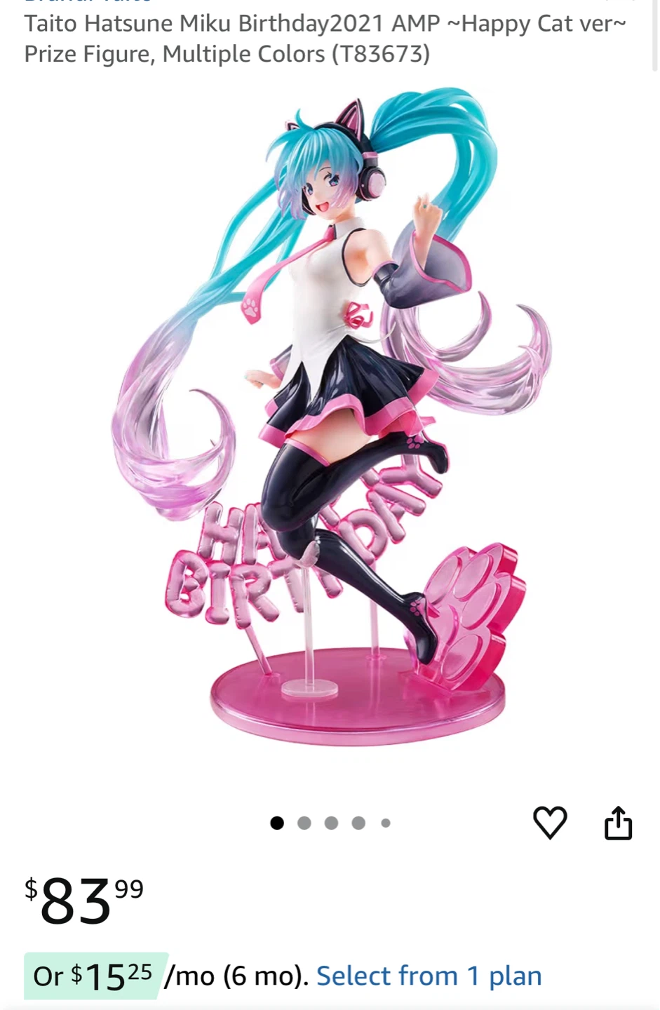 Hatsune Miku Birthday Happy Cat Figure - photo 5