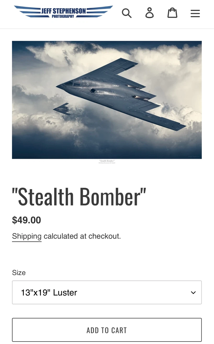 Jeff Stephenson Photography Stealth Bomber Print - photo 4
