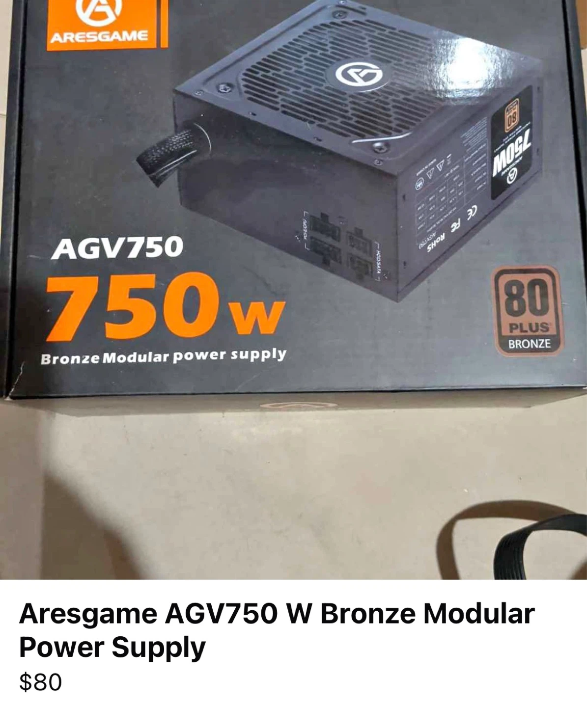 Aresgame AGV750 W Bronze Modular Power Supply