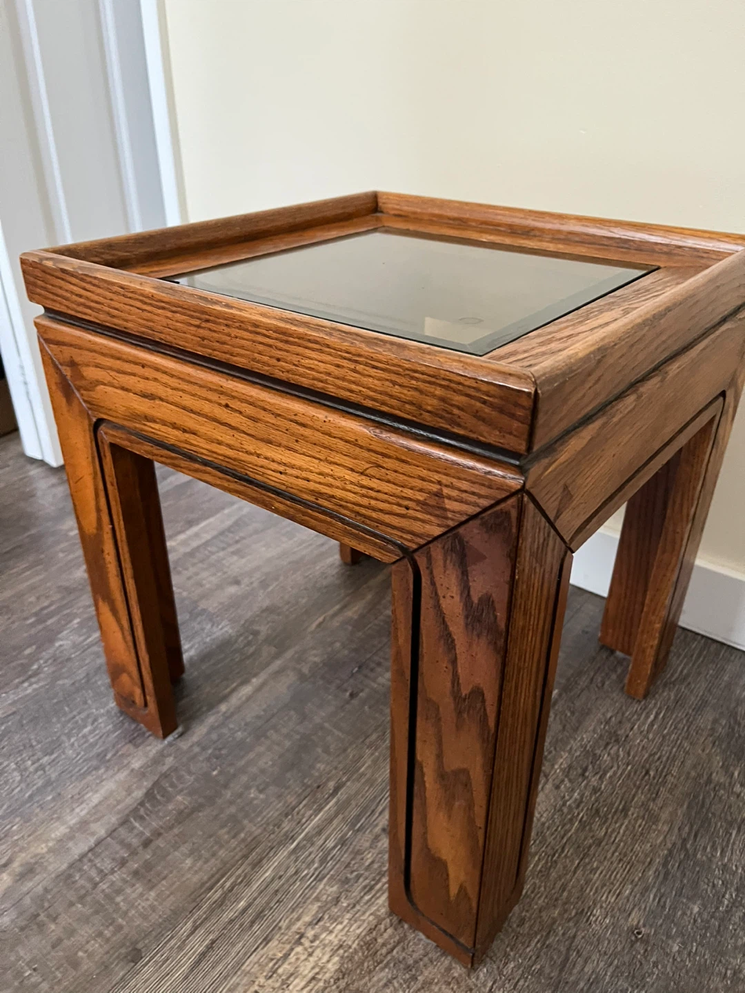 Wooden End Table with Glass Top - photo 3