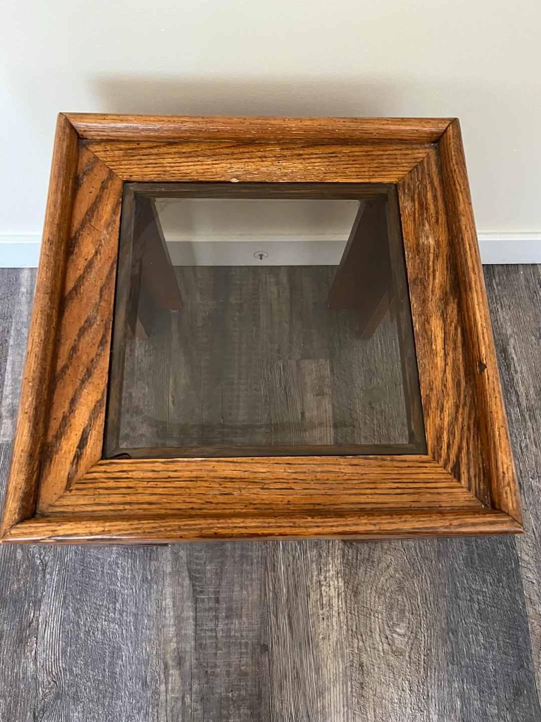Wooden End Table with Glass Top - photo 2