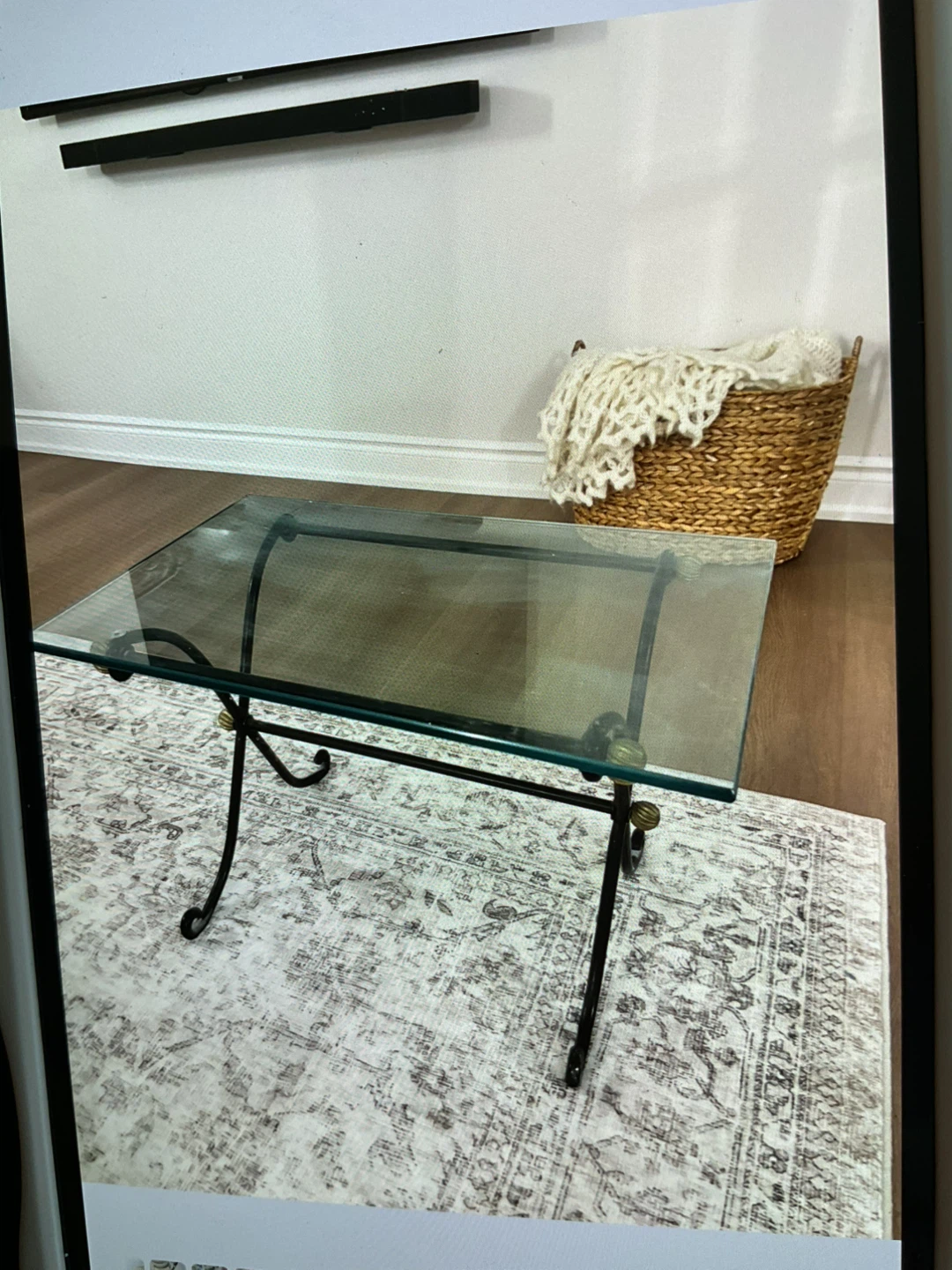 Glass and wrought iron Coffee Table - photo 3
