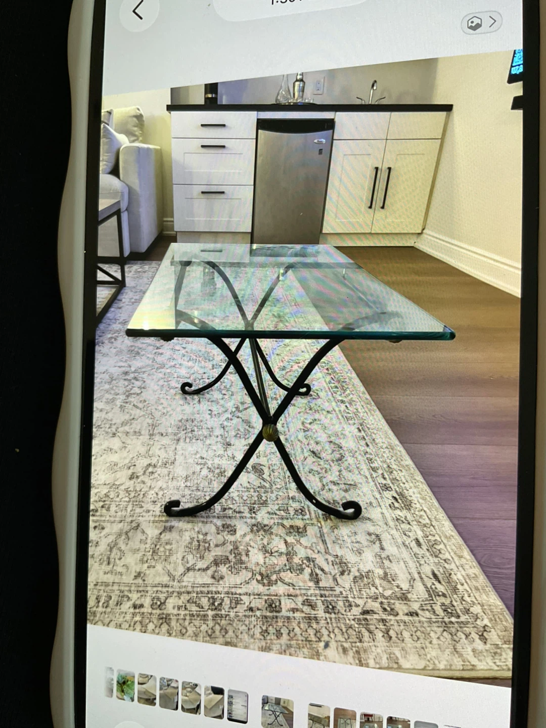 Glass and wrought iron Coffee Table - photo 4