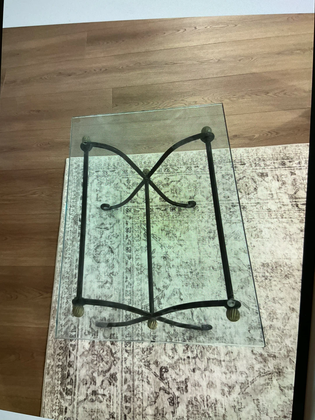 Glass and wrought iron Coffee Table - photo 2