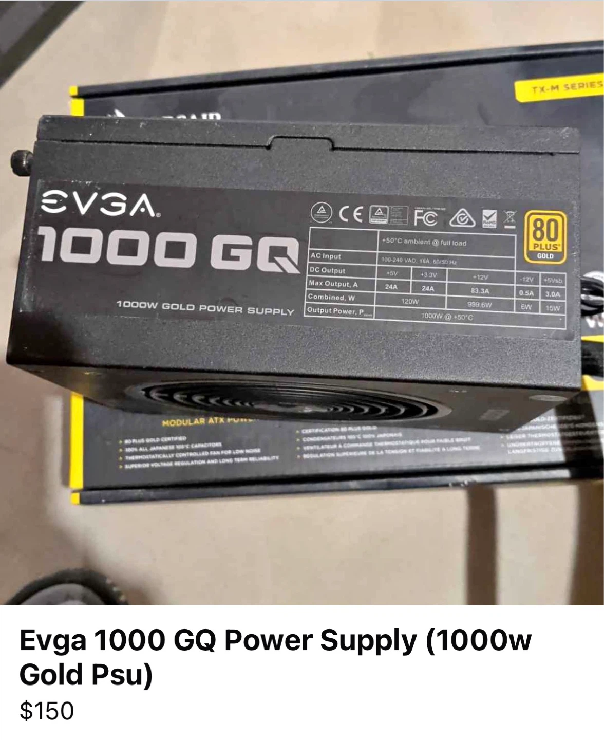 EVGA 1000 GQ Power Supply
