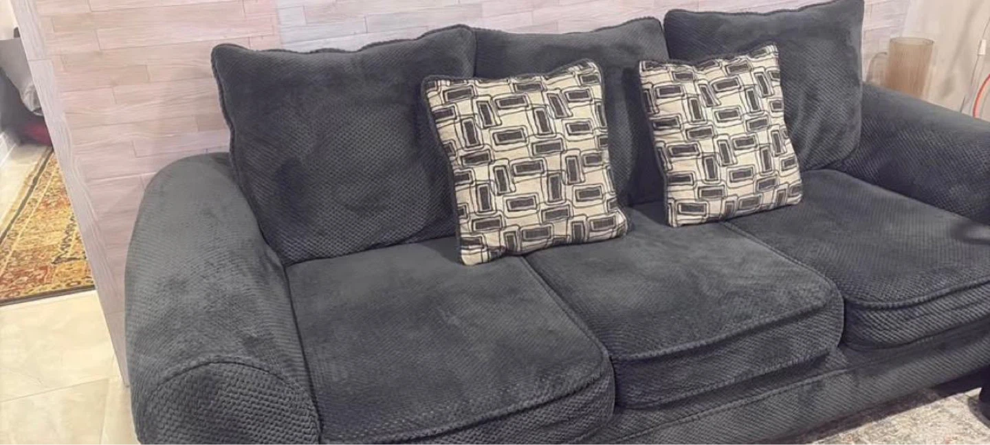 Dark Gray Sofa with Two Decorative Pillows - photo 3