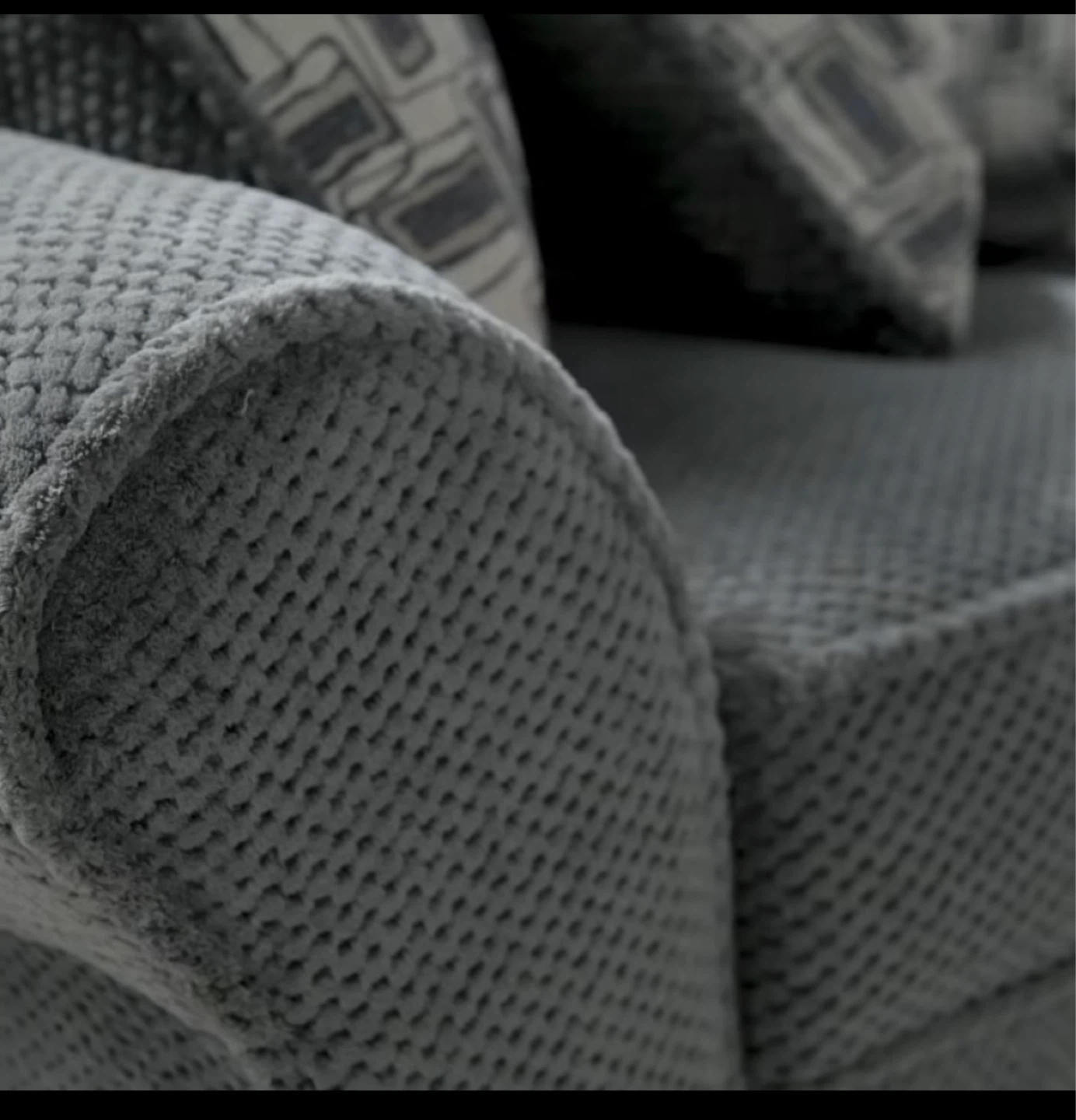 Dark Gray Sofa with Two Decorative Pillows - photo 2